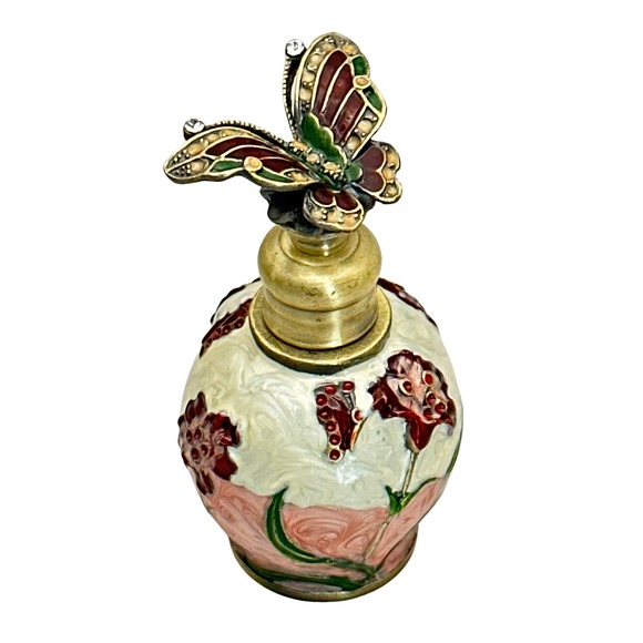 Evenchae Butterfly & Flowers Glass Perfume Bottle, 6 ml, Empty - w/Gift Bag - Picture 1 of 7